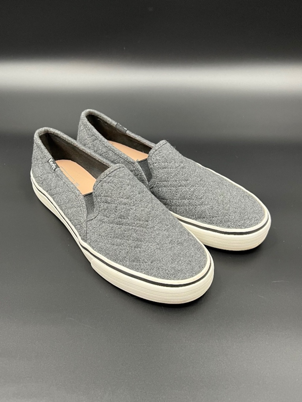Keds Gray Quilted Double Deckers Women's Size 8 Slip On Sneakers Grey WF60994